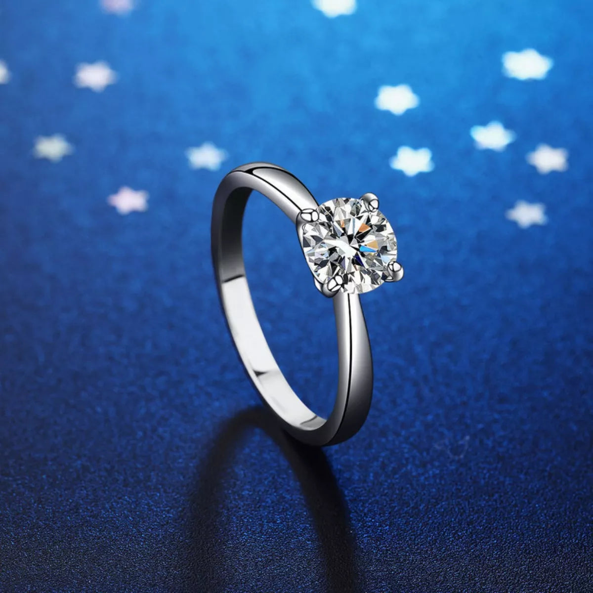 1 Carat Moissanite Sterling Silver Ring - alternate ring view