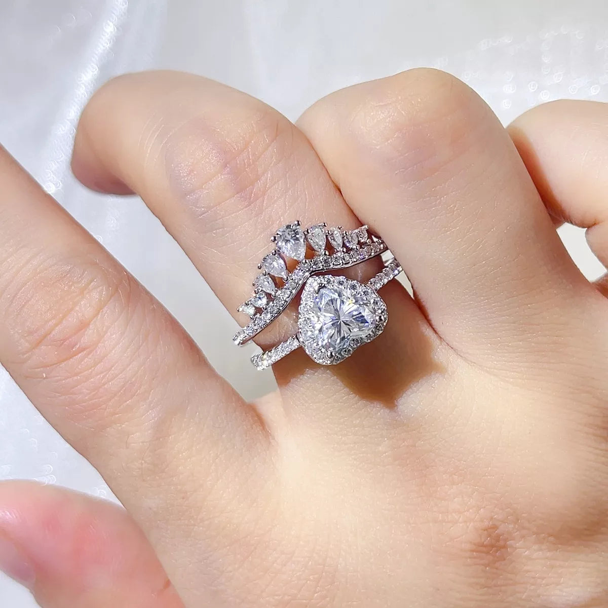 2 Carat Sterling Silver Moissanite Ring Set in Silver - women's ring