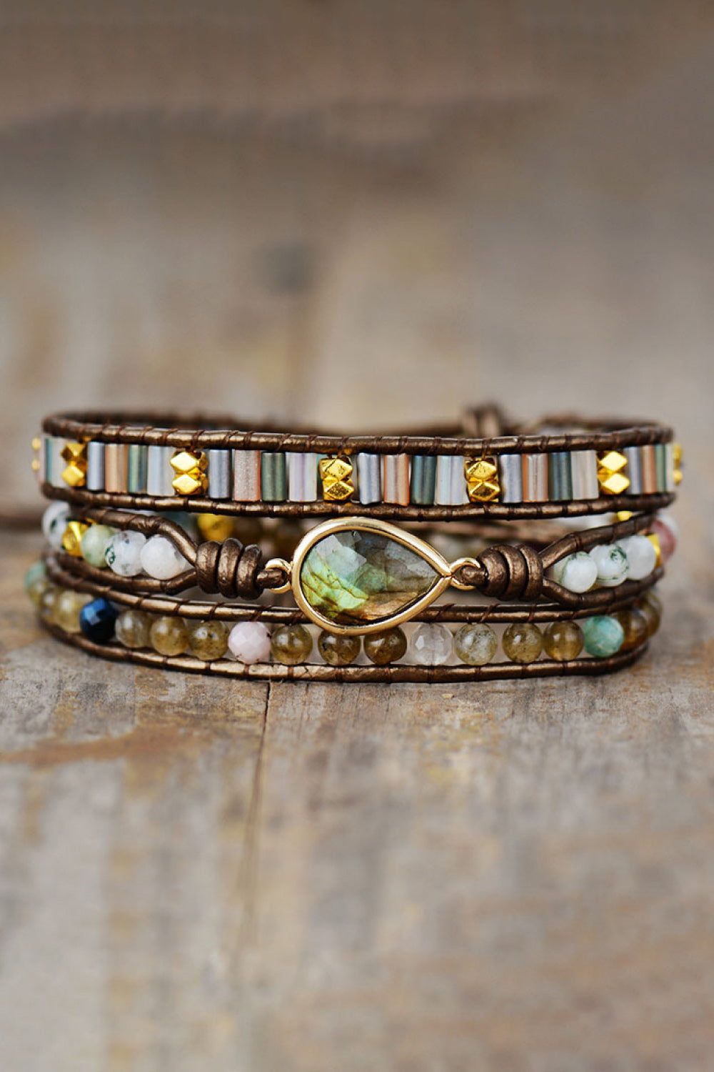 Handmade Triple Layer Beaded Bracelet - alternate jewelry view