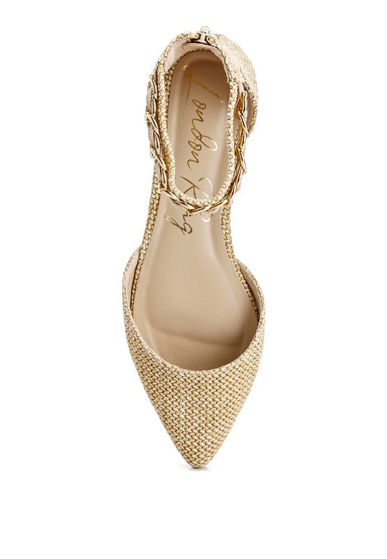 Raffia Chain Flat Sandals