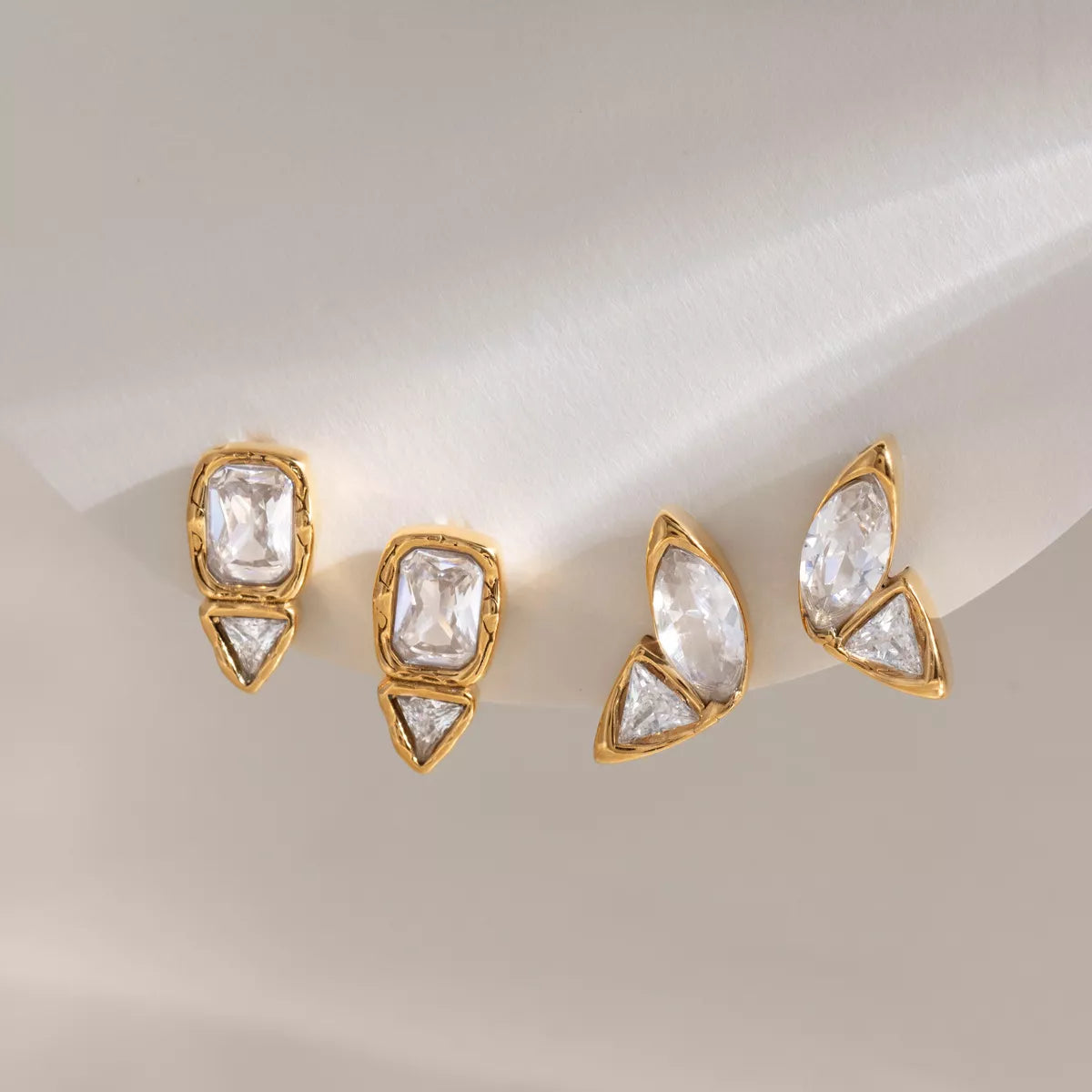 18K Gold-Plated Alloy Zircon Stud Earrings in Style A - women's stud earrings