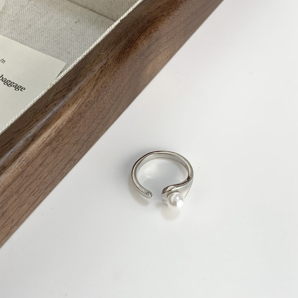 Pearl Accent Open Cuff Ring - alternate ring view
