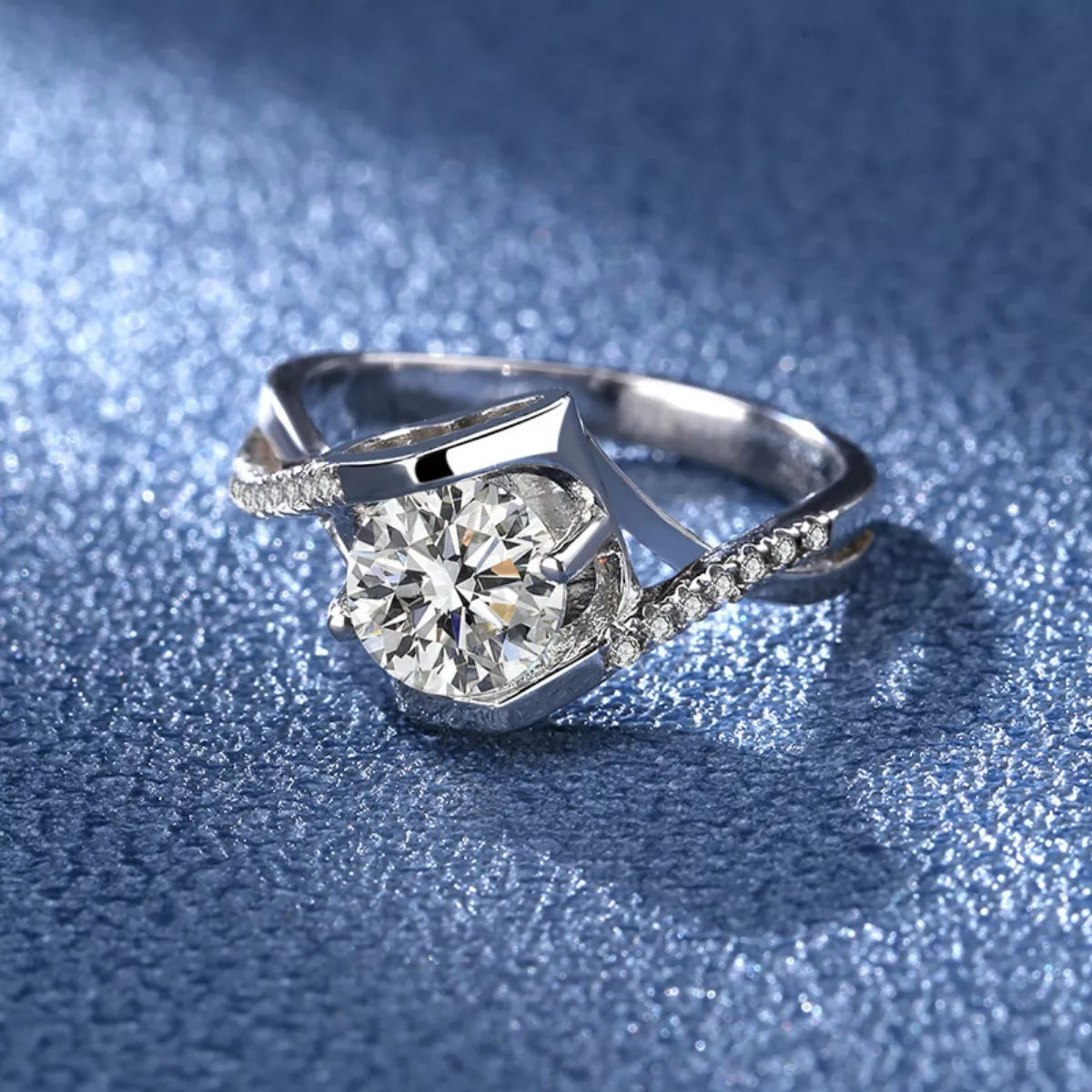 1 Carat Sterling Silver Moissanite Ring - alternate ring view