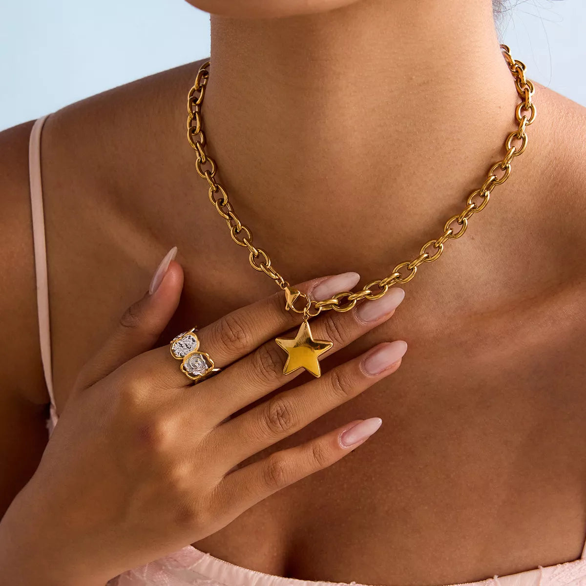 18K Gold-Plated Star Necklace in Gold - women's necklace
