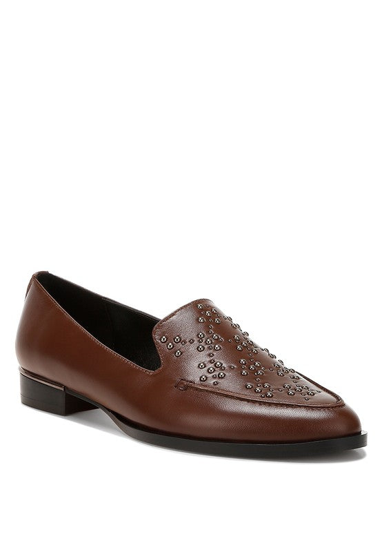 Studded Genuine Leather Loafers