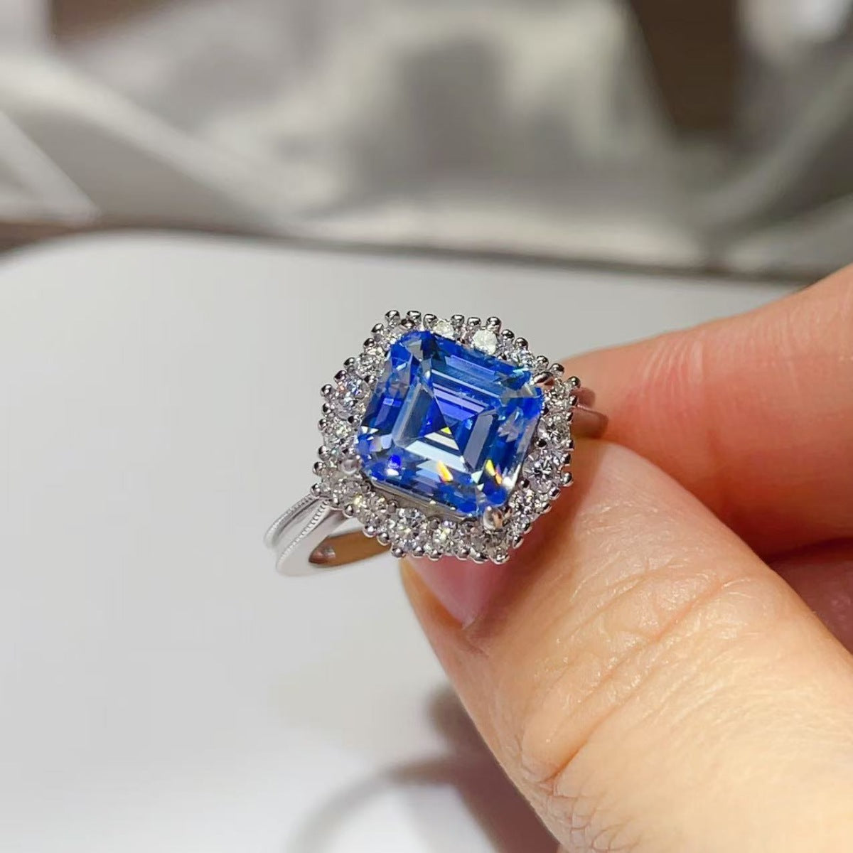 3 Carat Moissanite Sterling Silver Ring in Silver - women's ring