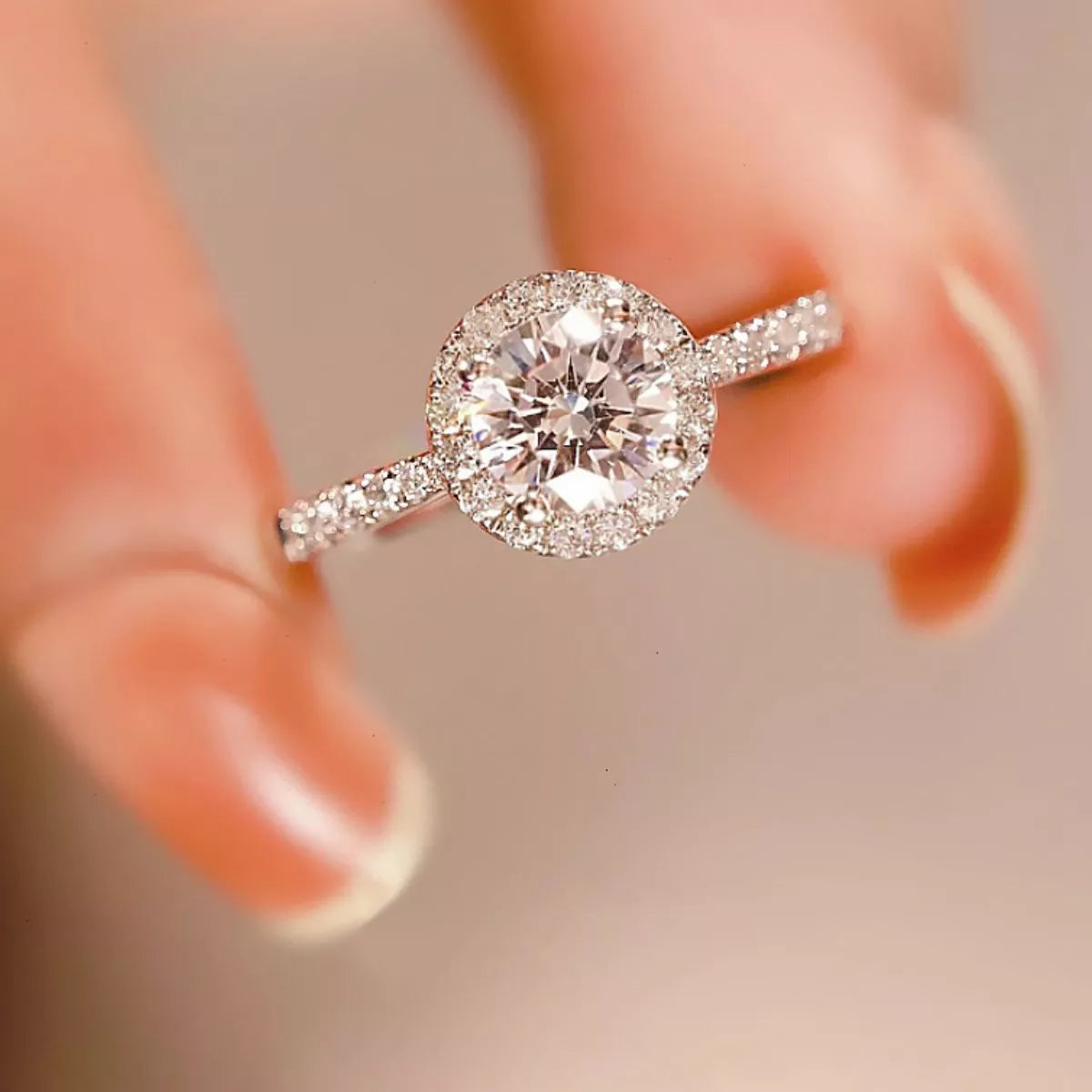 2 Carat Moissanite Sterling Silver Ring - alternate ring view