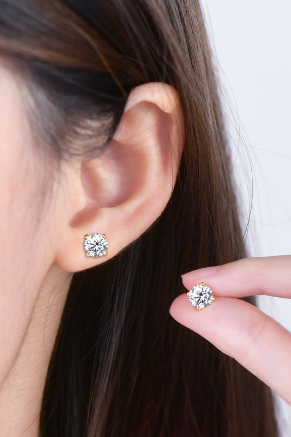 2 Carat Moissanite Sterling Silver Stud Earrings - alternate earring view
