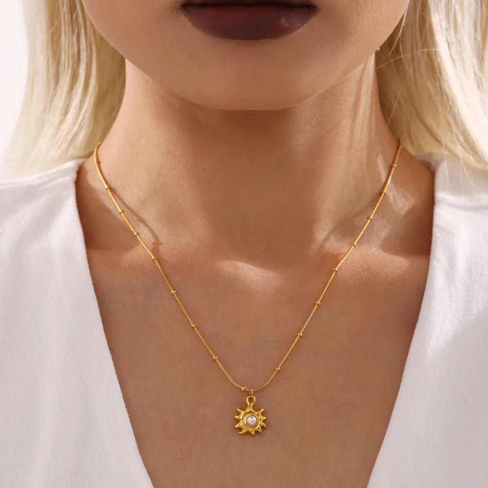 18K Gold-Plated Shell Pearl Necklace in Gold - women's necklace