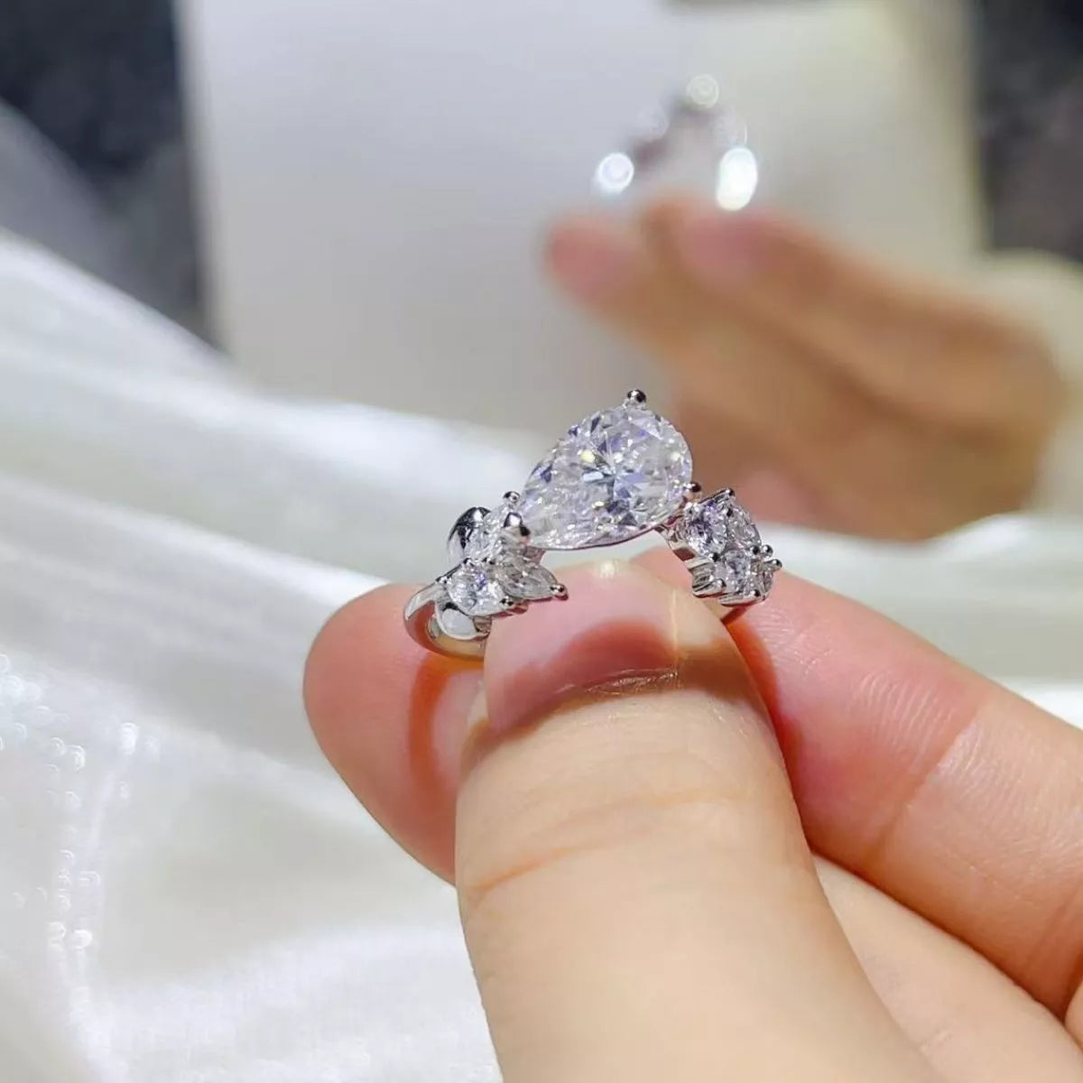 3 Carat Moissanite Sterling Silver Ring in Silver - women's ring
