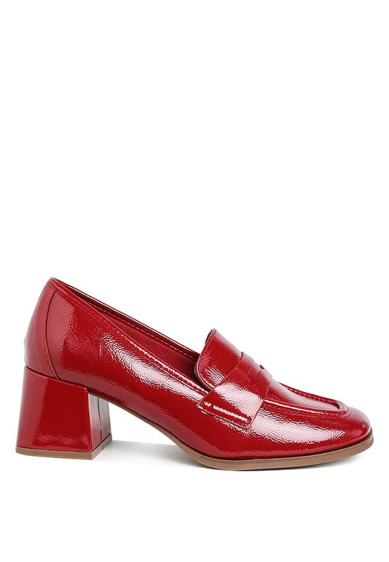 Penny Strap Heel Loafers