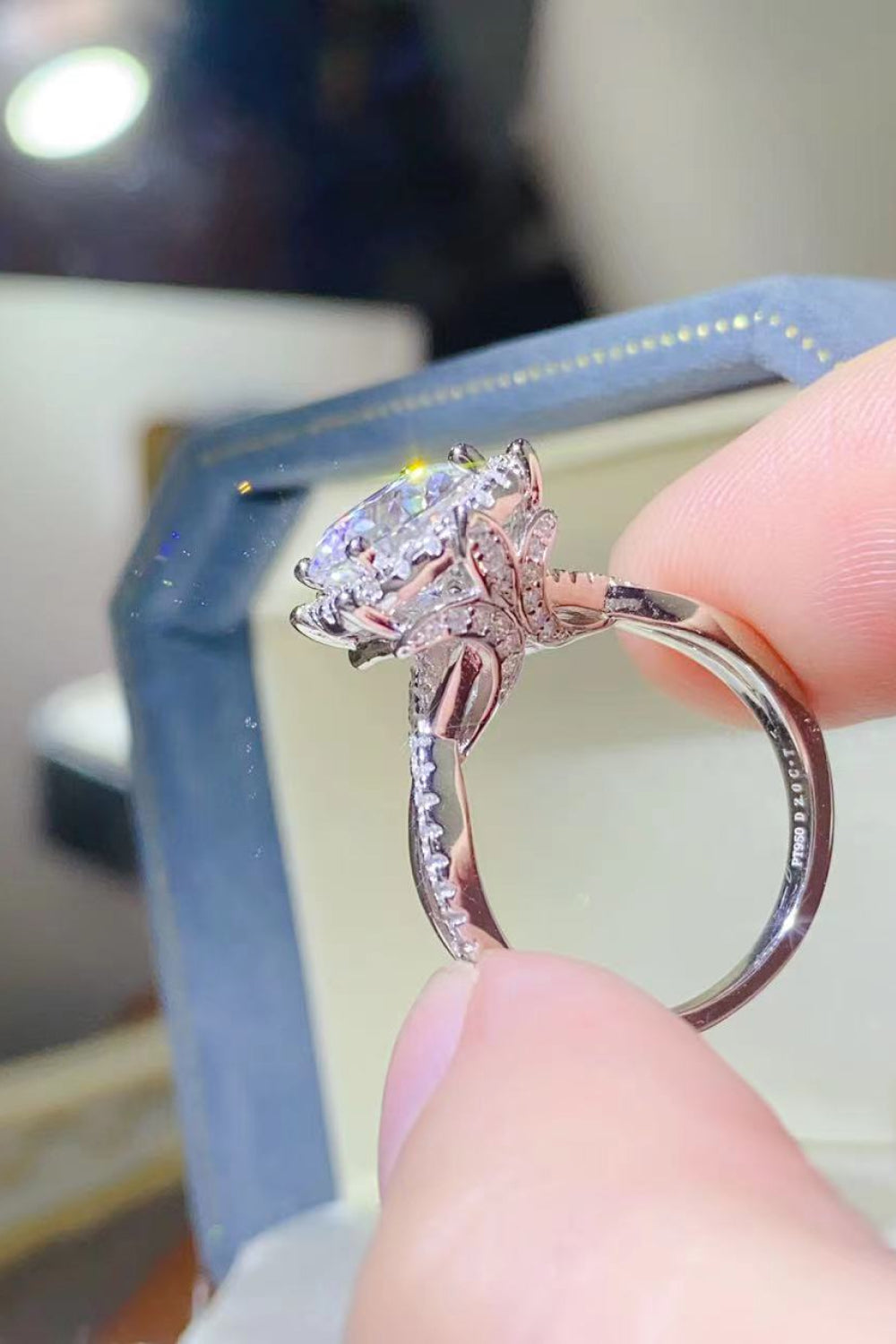 2 Carat Moissanite Sterling Silver Ring - alternate ring view