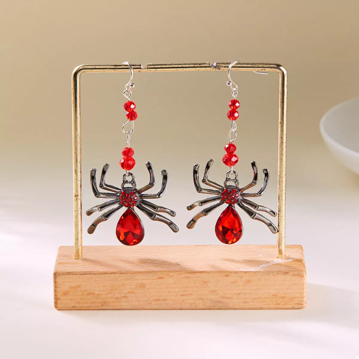 Halloween Spider Dangle Earrings - alternate earring view