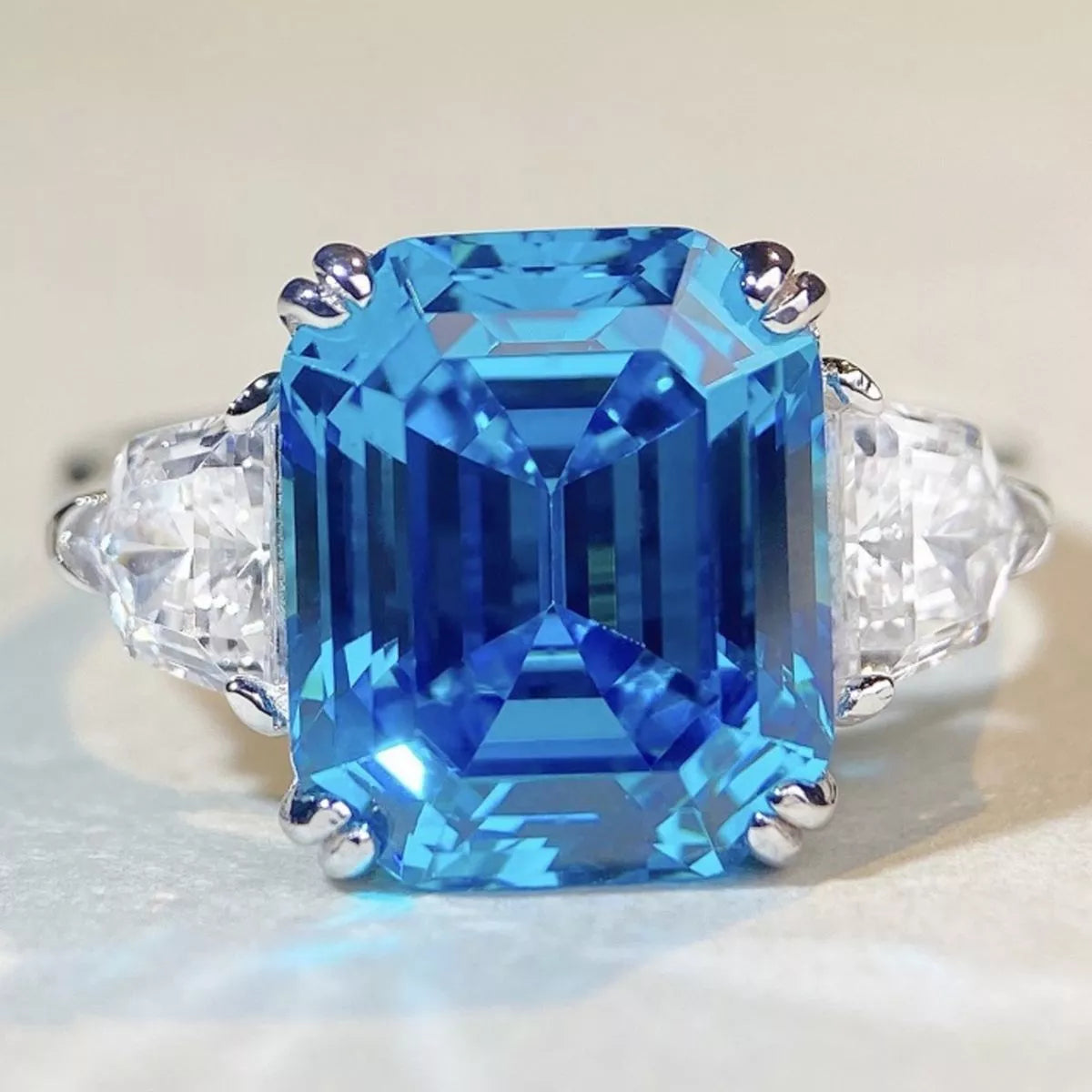 Sterling Silver Zircon Square Ring - alternate ring view