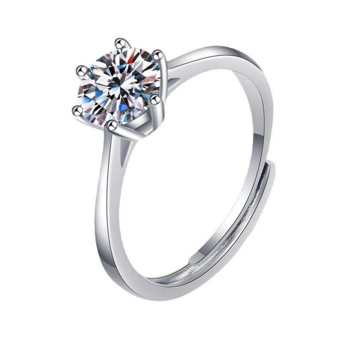 1 Carat Moissanite Sterling Silver Ring - alternate ring view