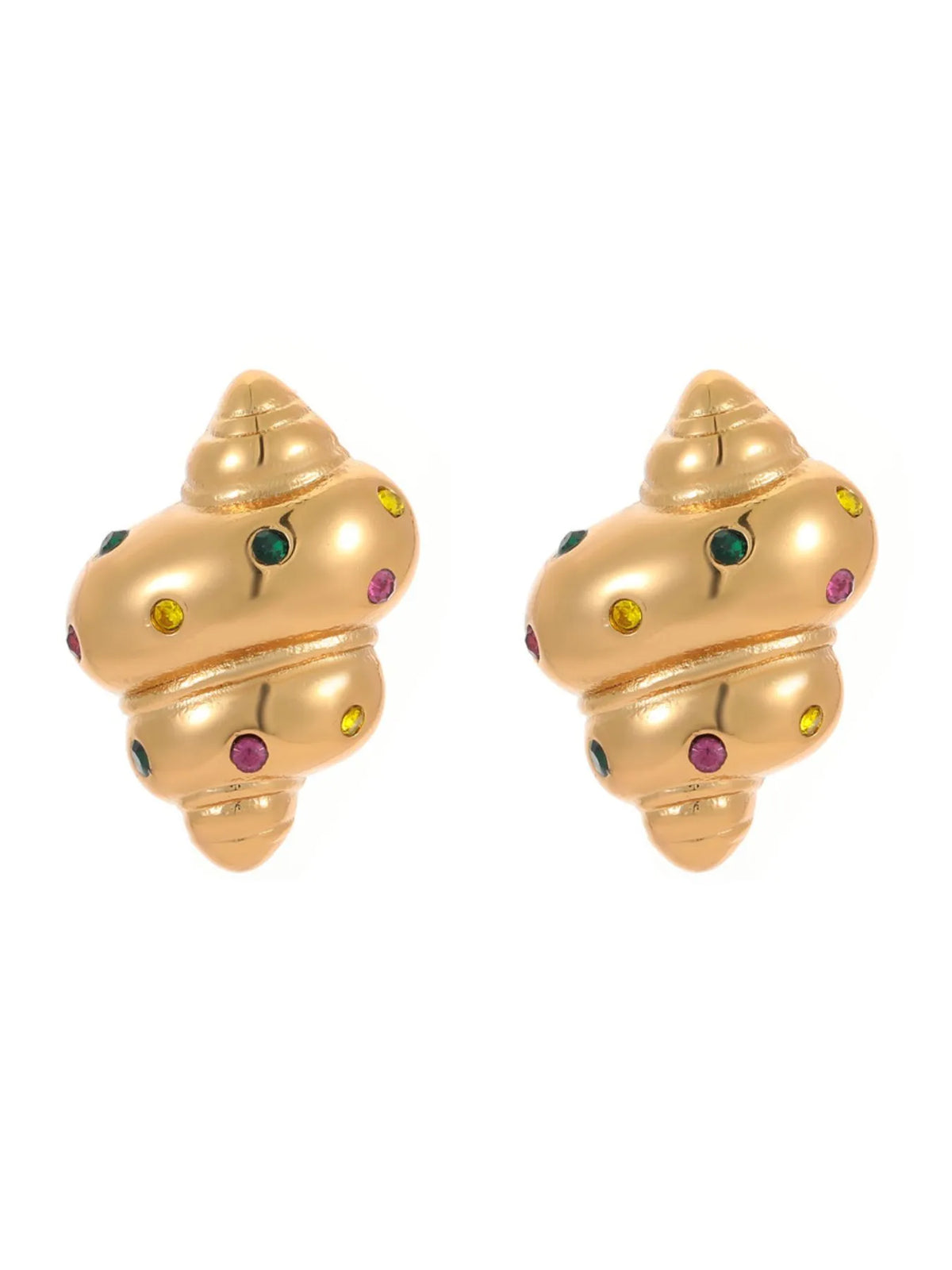 18K Gold-Plated Inlaid Zircon Spiral Earrings - alternate earring view