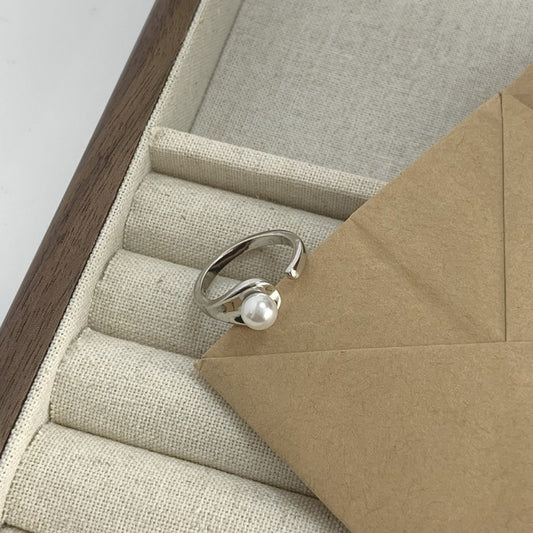Pearl Accent Open Cuff Ring - alternate ring view