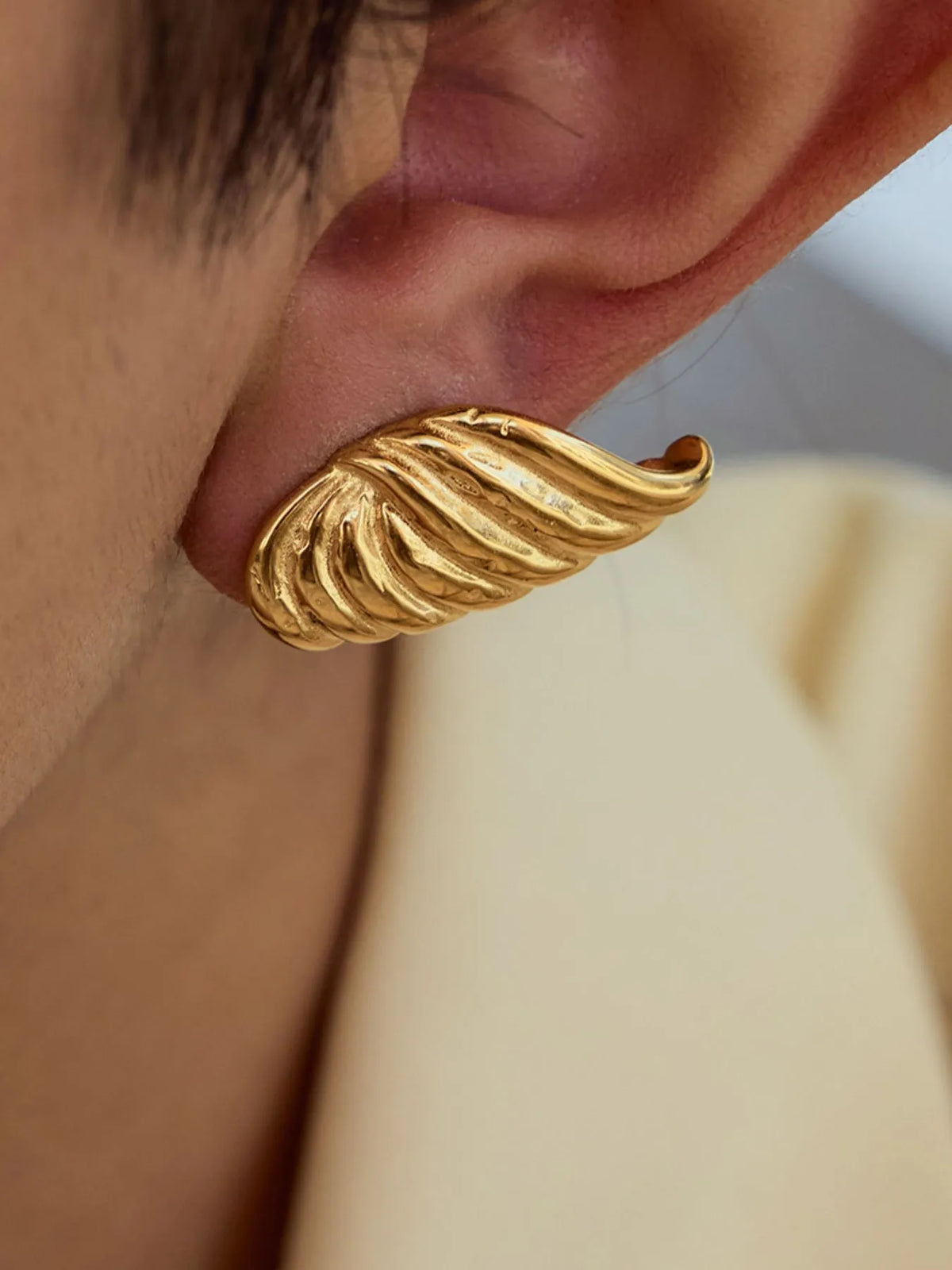 18K Gold-Plated Angel Wing Stud Earrings - alternate earring view