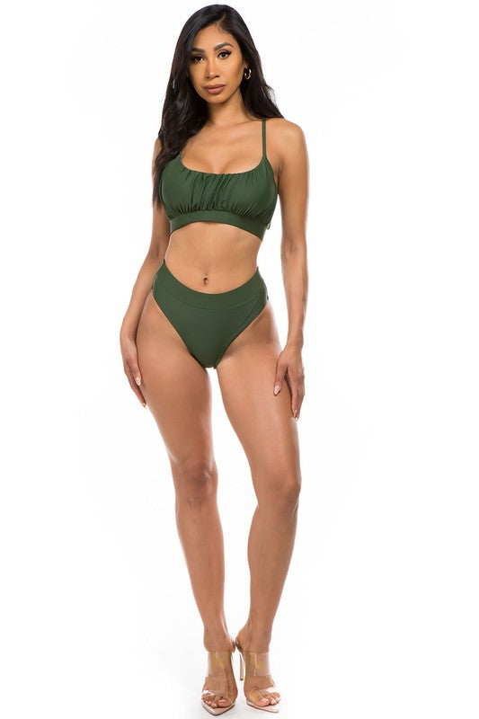 Rusched Top & Bikini Set