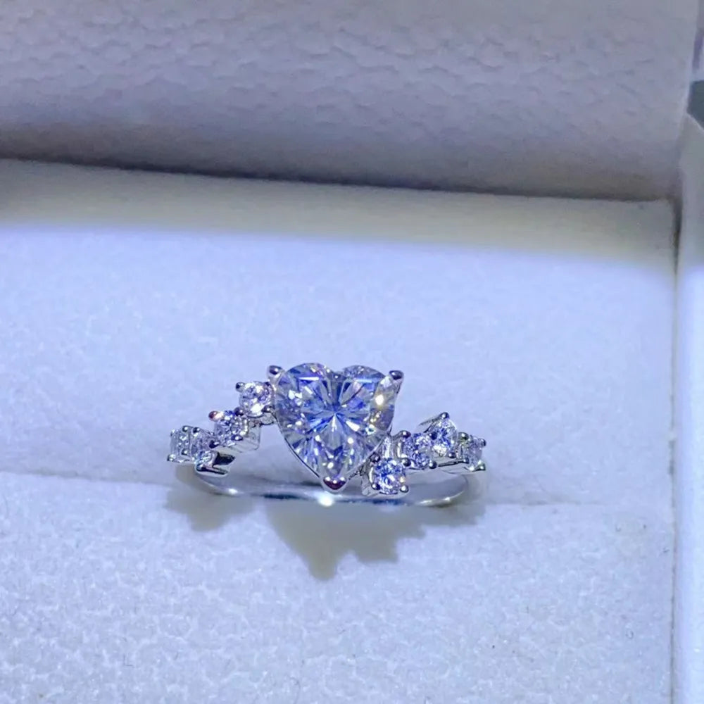 1 Carat Moissanite Sterling Silver Ring in Silver - women's ring