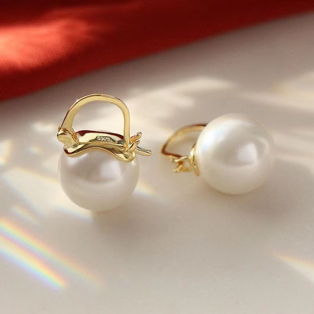 18K Gold-Plated Pearl Earrings - alternate earring view