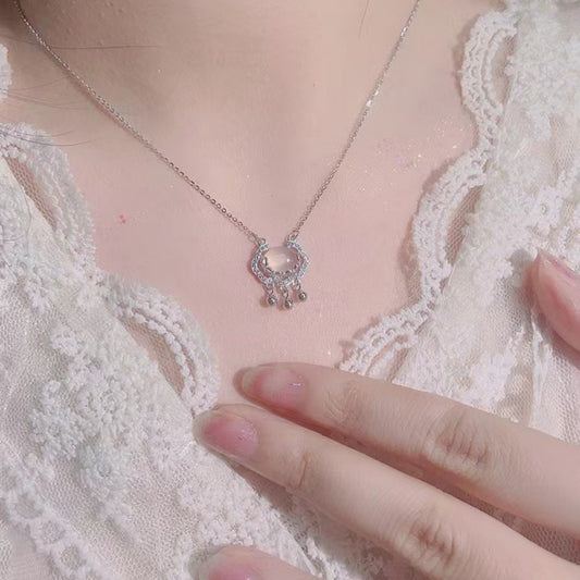 Auspicious Lock Pendant Necklace - alternate necklace view