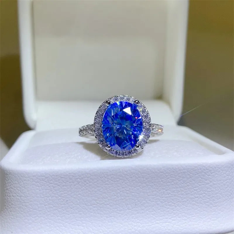 5 Carat Moissanite Sterling Silver Ring in Silver - women's ring
