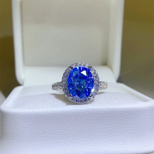 5 Carat Moissanite Sterling Silver Ring in Silver - women's ring