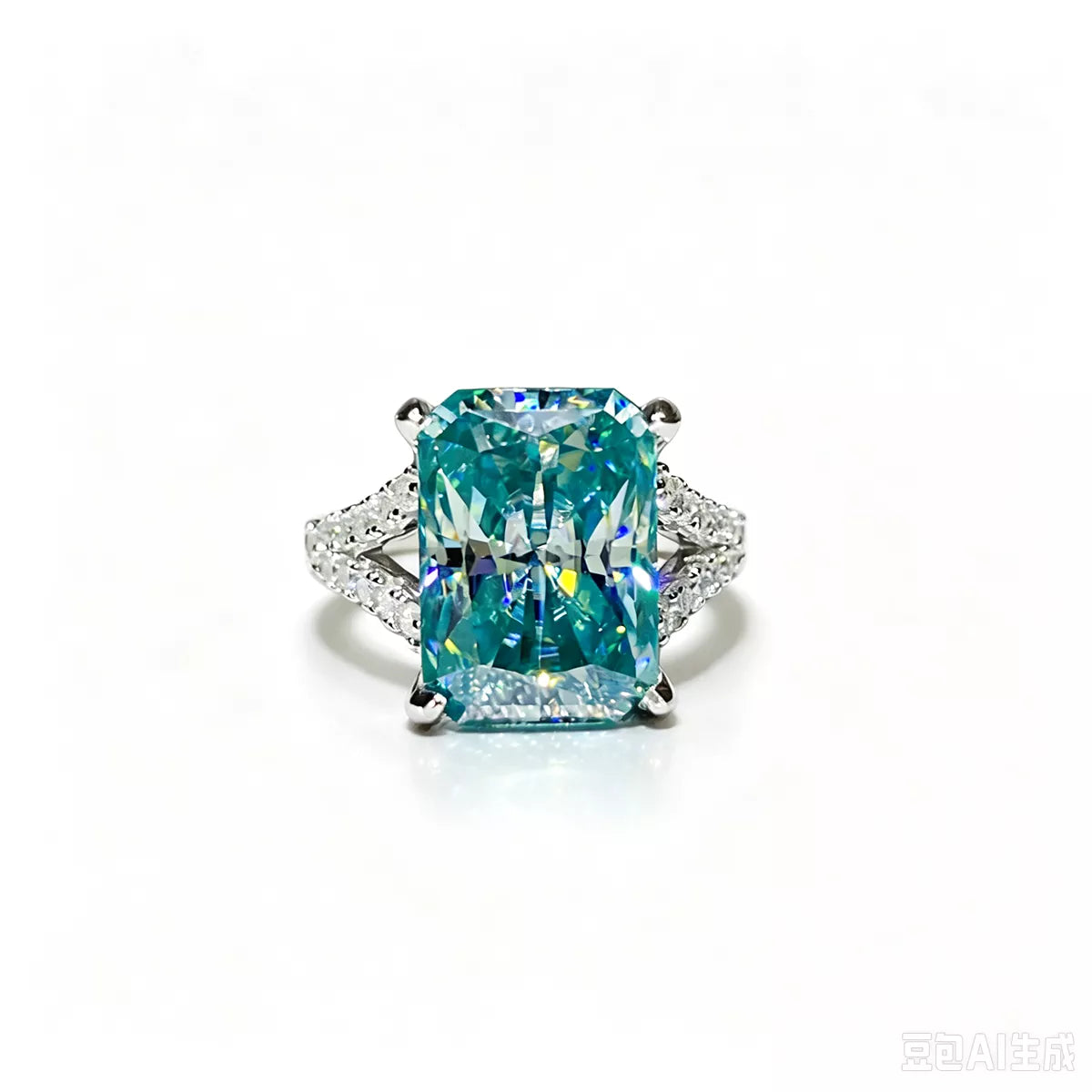 10 Carat Sterling Silver Moissanite Ring - alternate ring view