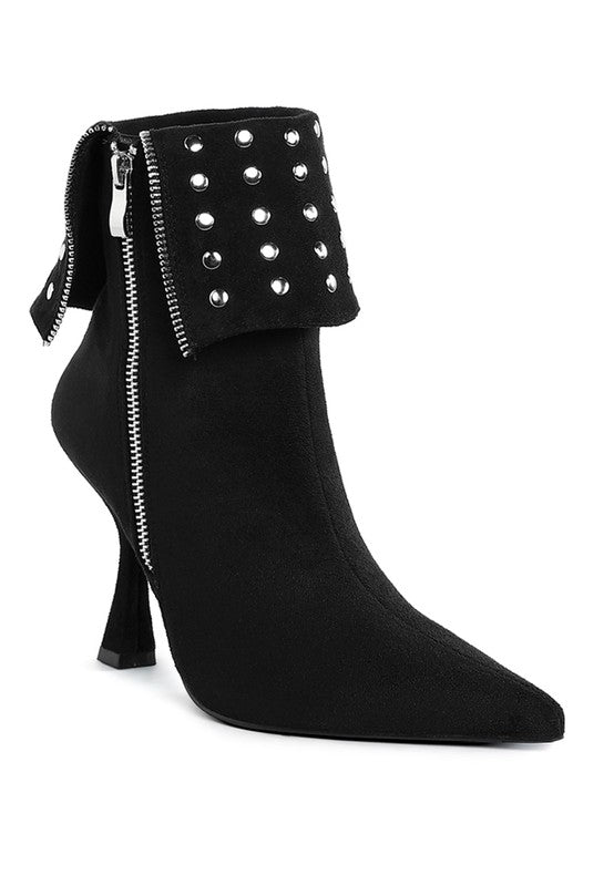 Stud Foldover Ankle Boots