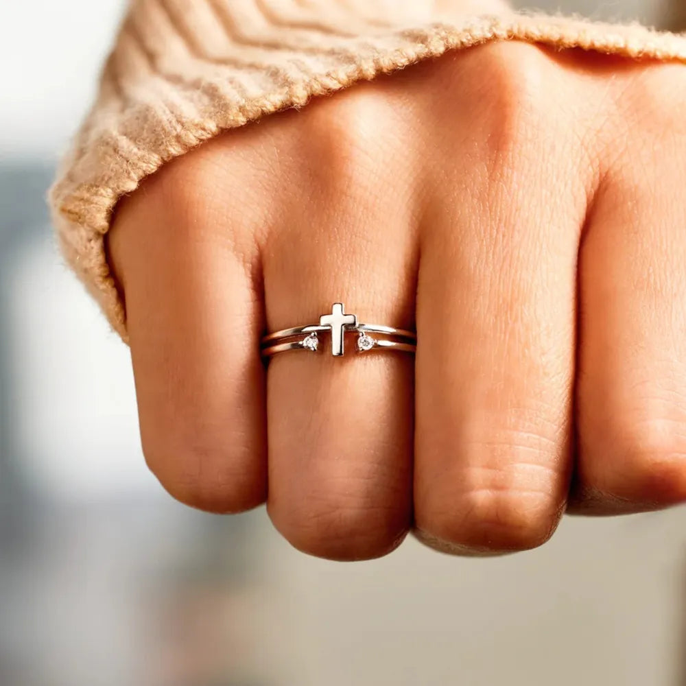 Sterling Silver Cross Ring - alternate ring view