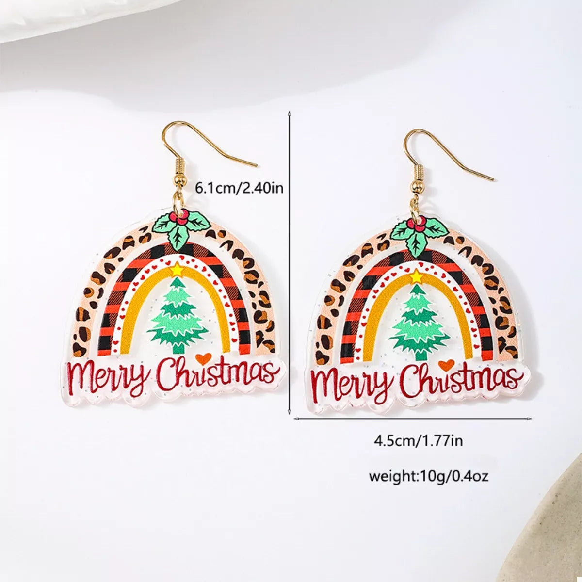 Christmas Rainbow Dangle Earrings - alternate earring view