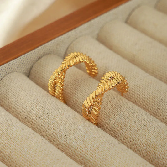 Titanium Steel Geometric Stud Earrings in Gold - women's stud earrings