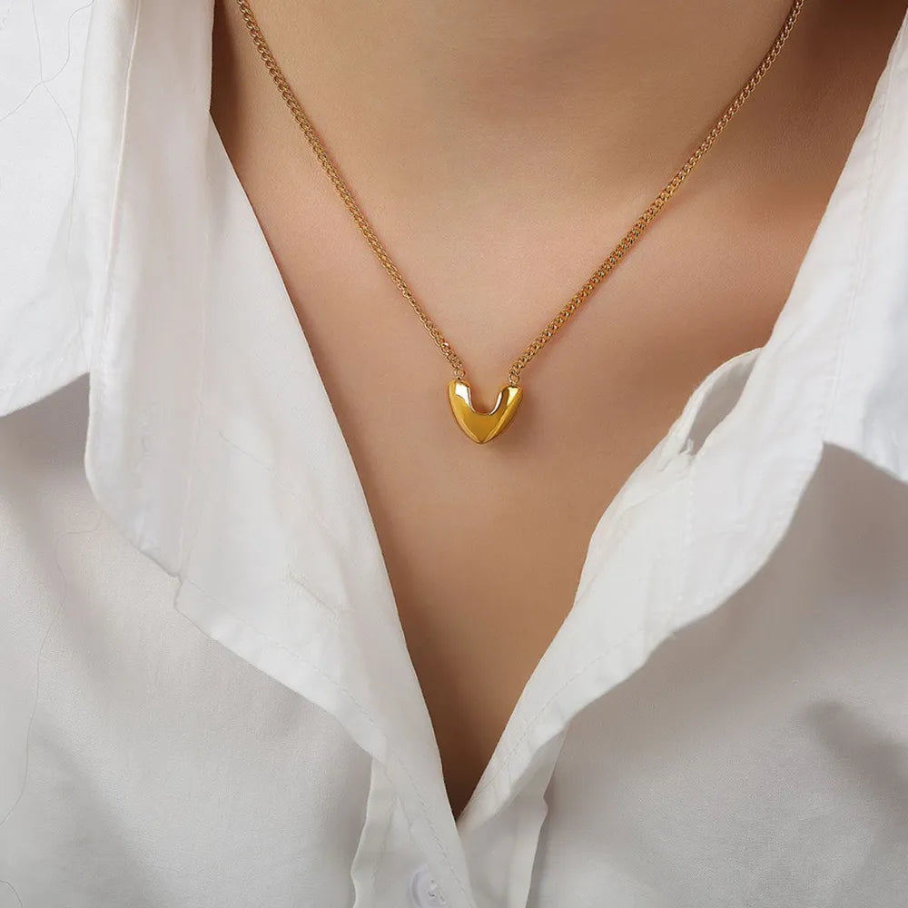 Gold-Plated Heart Pendant Necklace in Gold - women's pendant necklace