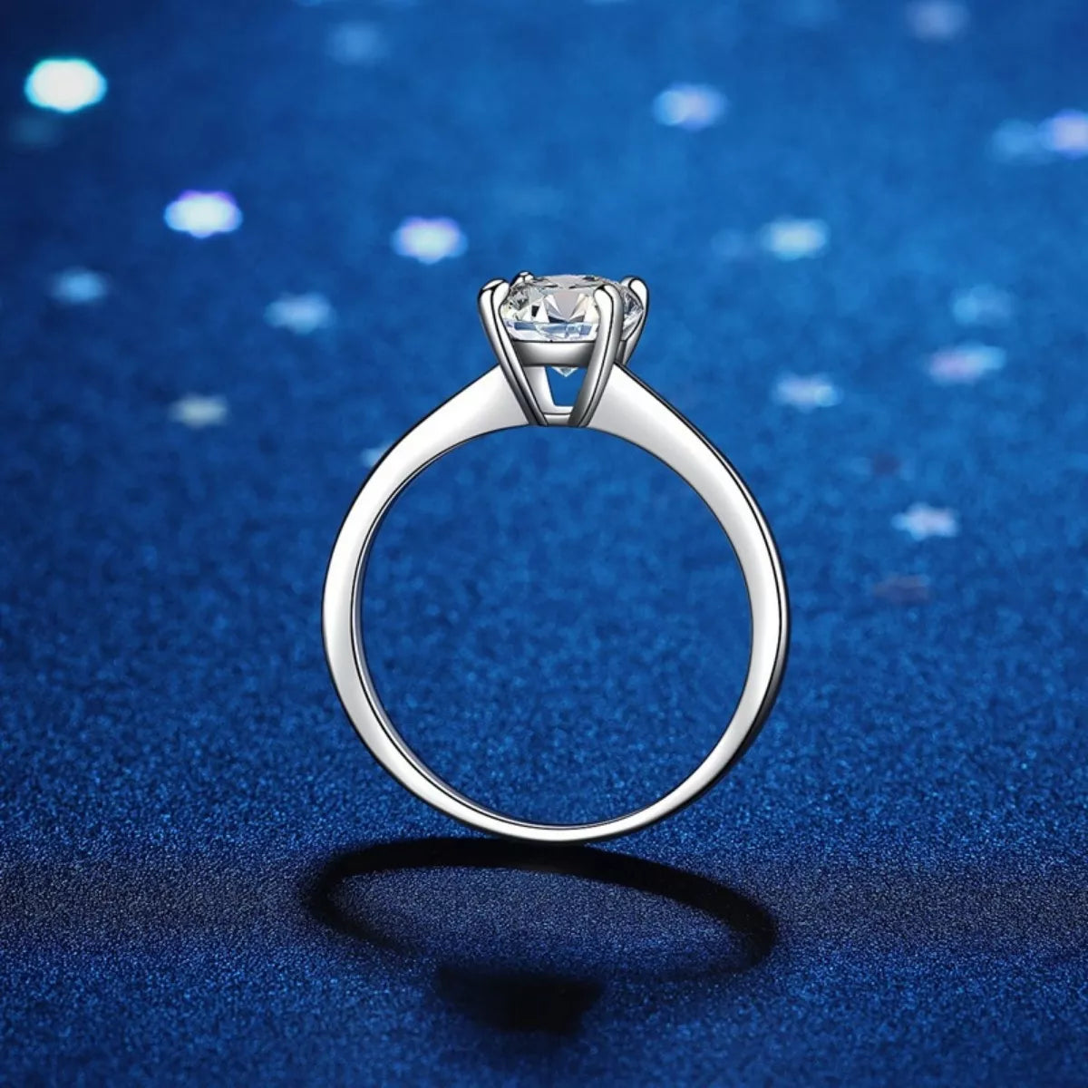 1 Carat Moissanite Sterling Silver Ring - alternate ring view