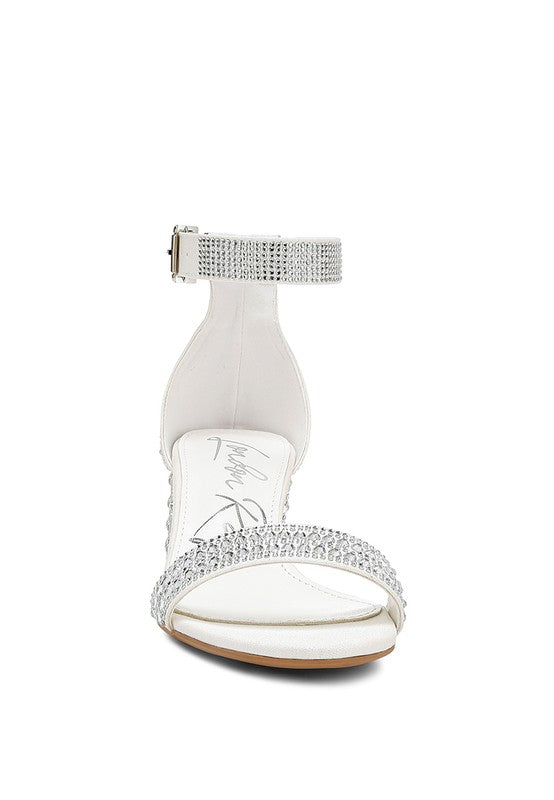 Rhinestones Low Block Sandals