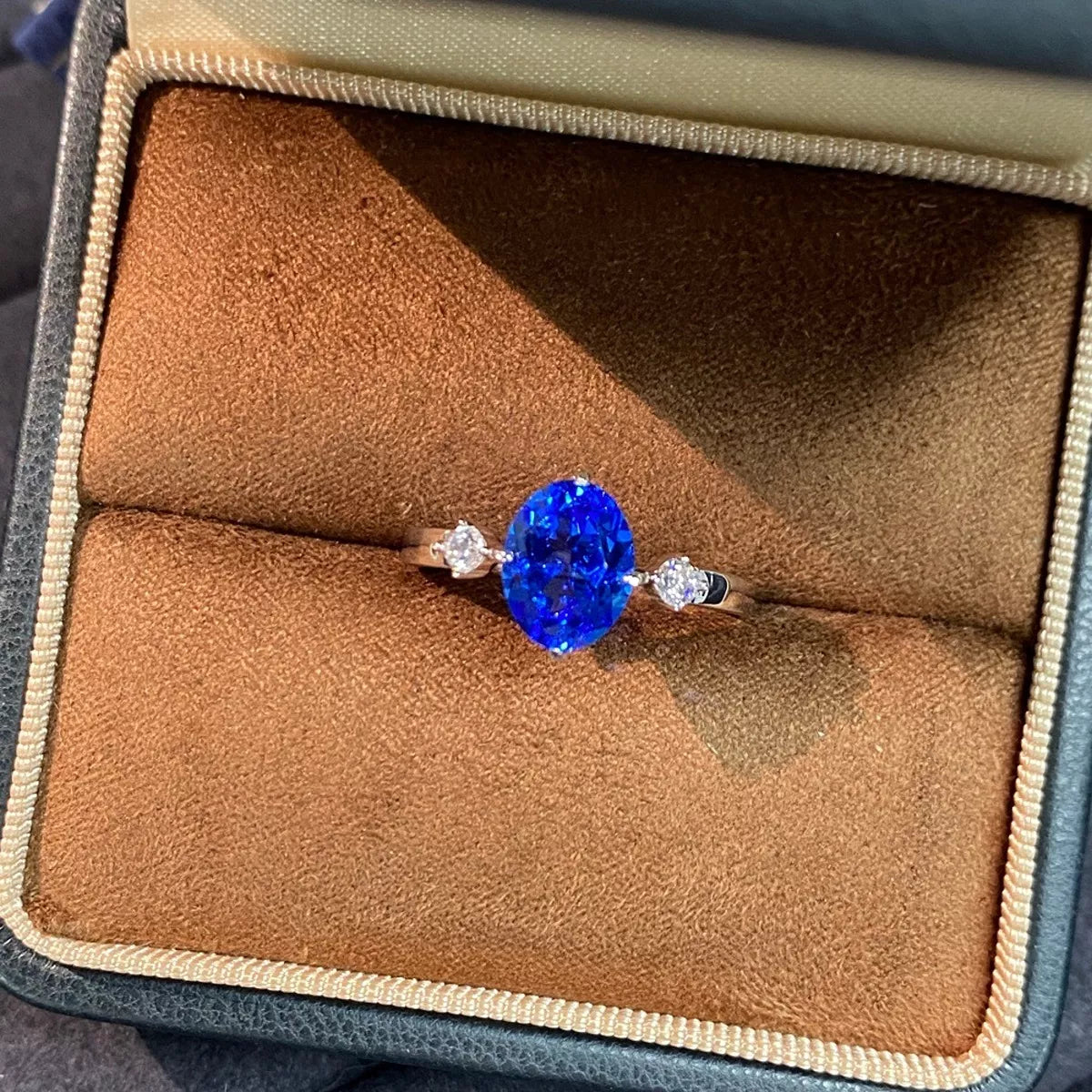 Sterling Silver Zircon Ring in Blue - women's ring
