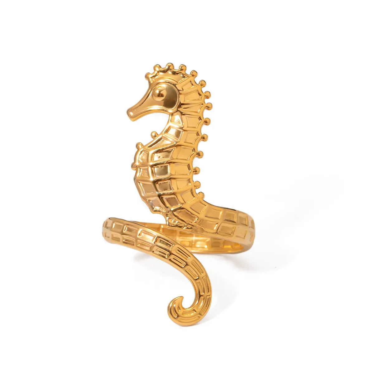 18K Gold-Plated Seahorse Wrap Adjustable Ring - alternate ring view