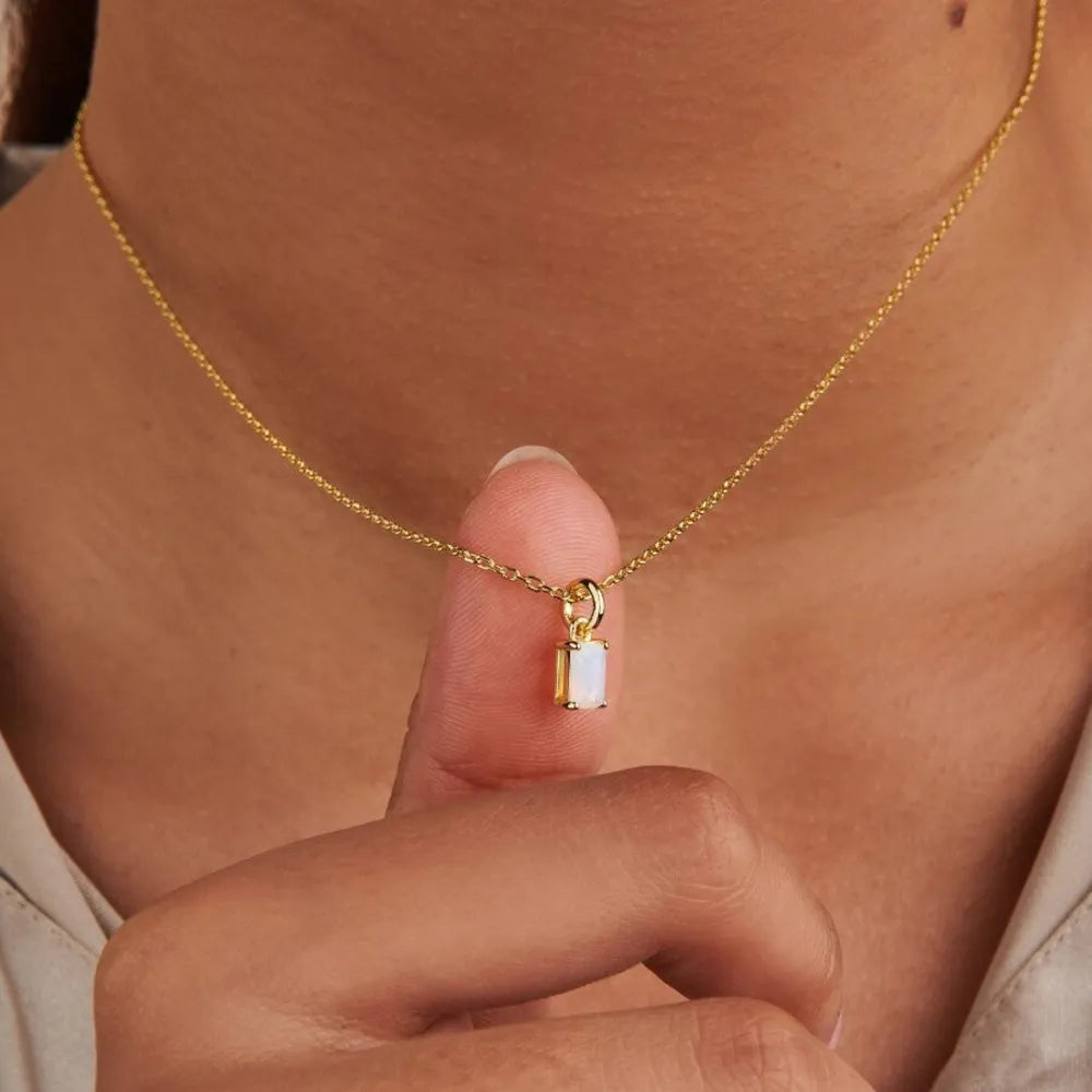 Titanium Steel Inlaid Zircon Pendant Necklace in Style F - women's pendant necklace