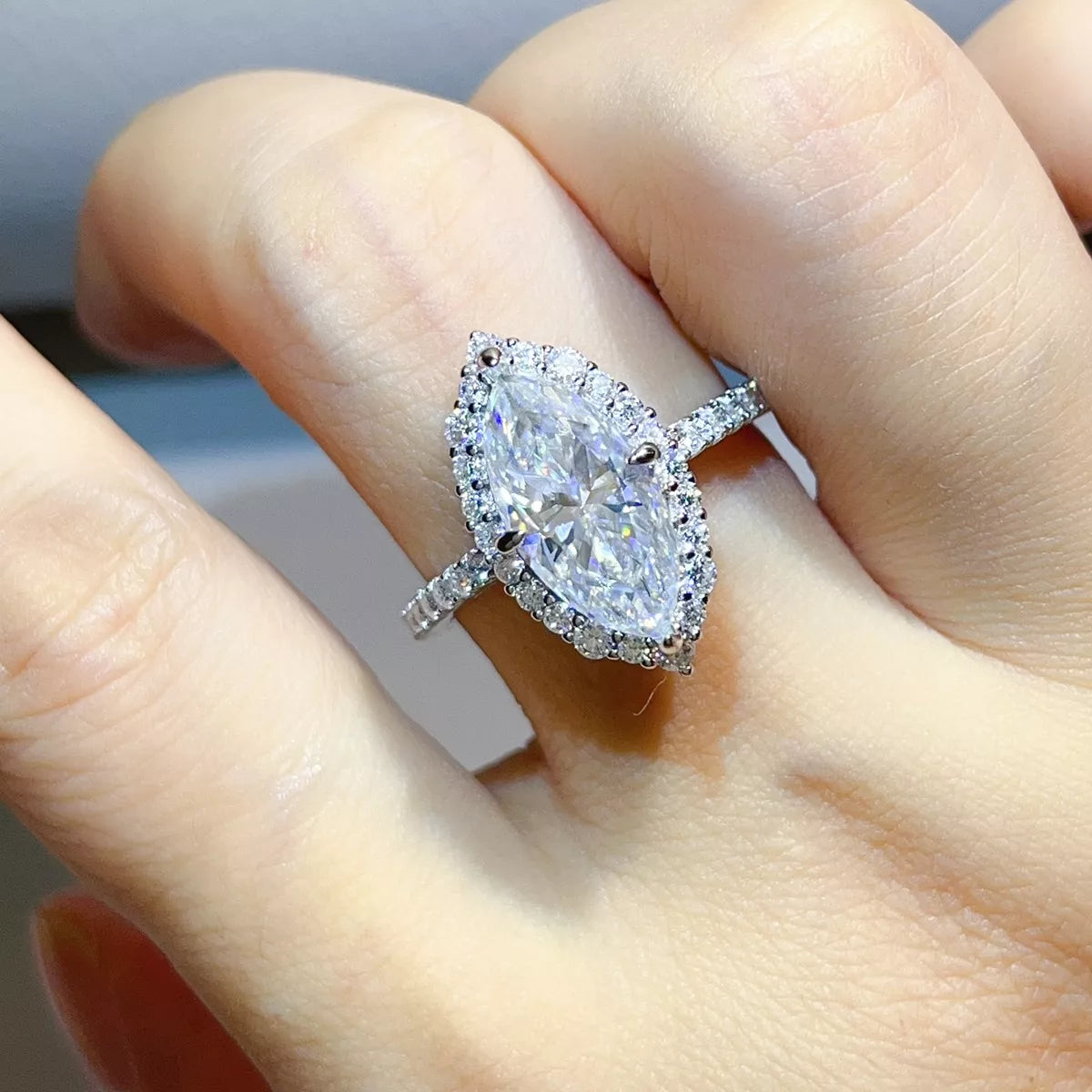3 Carat Sterling Silver Moissanite Ring in Silver - women's ring