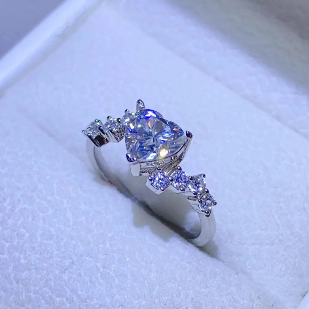 1 Carat Moissanite Sterling Silver Ring in Silver - women's ring