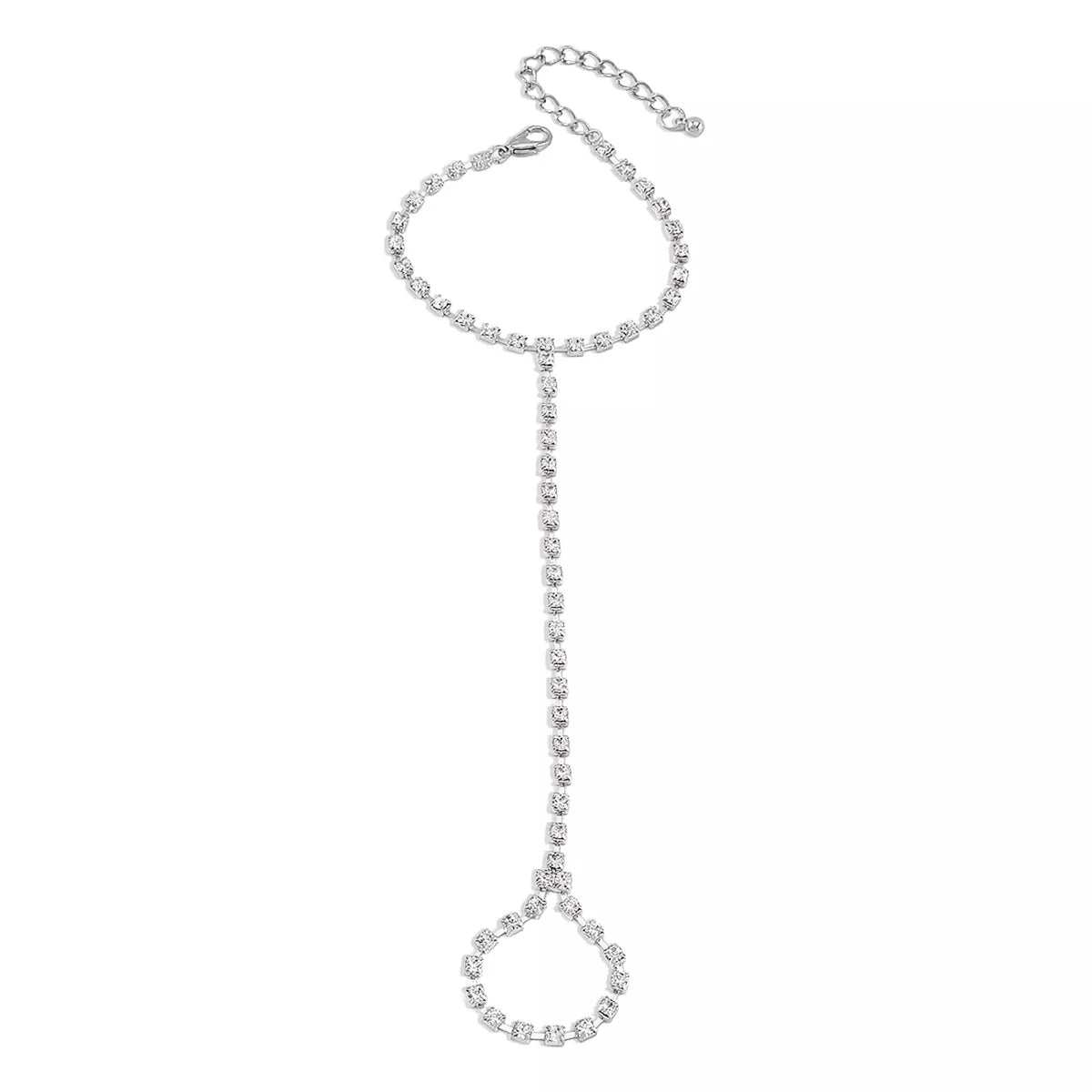 Alloy Rhinestone Bracelet with Ring - alternate jewelry view