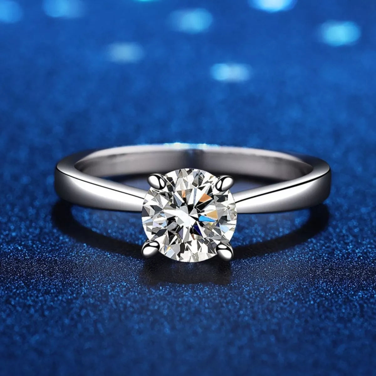 1 Carat Moissanite Sterling Silver Ring - alternate ring view