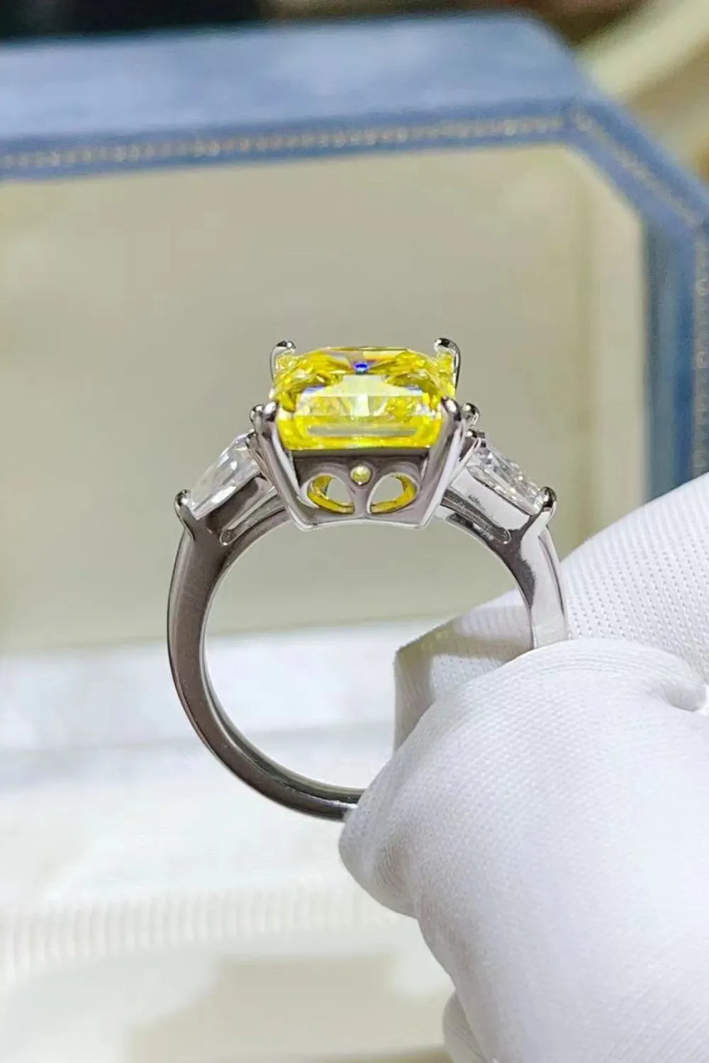 5 Carat Moissanite Sterling Silver Ring in Canary Yellow - women's ring