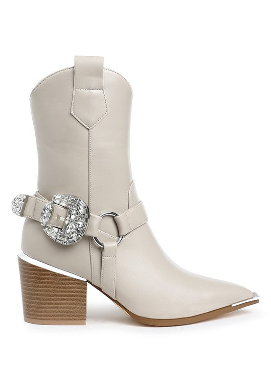 Embellished Pin Buckle Boots