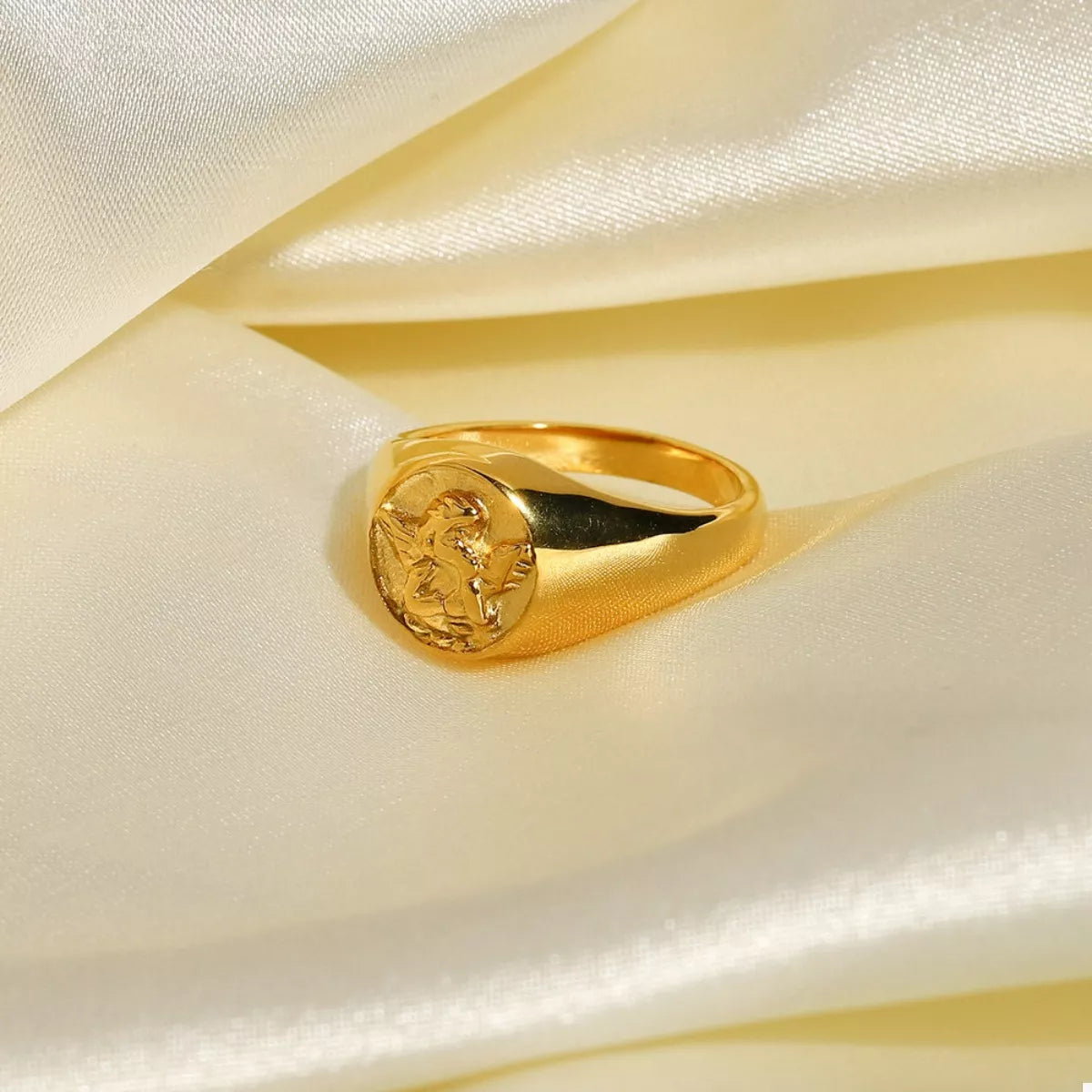 18K Gold-Plated Cupid Ring in Gold - women's ring