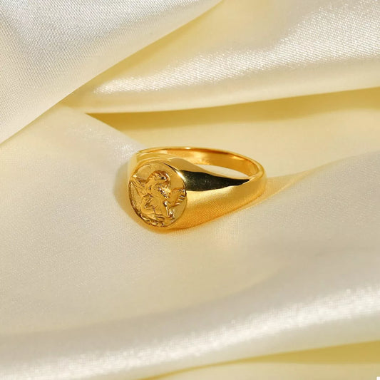 18K Gold-Plated Cupid Ring in Gold - women's ring