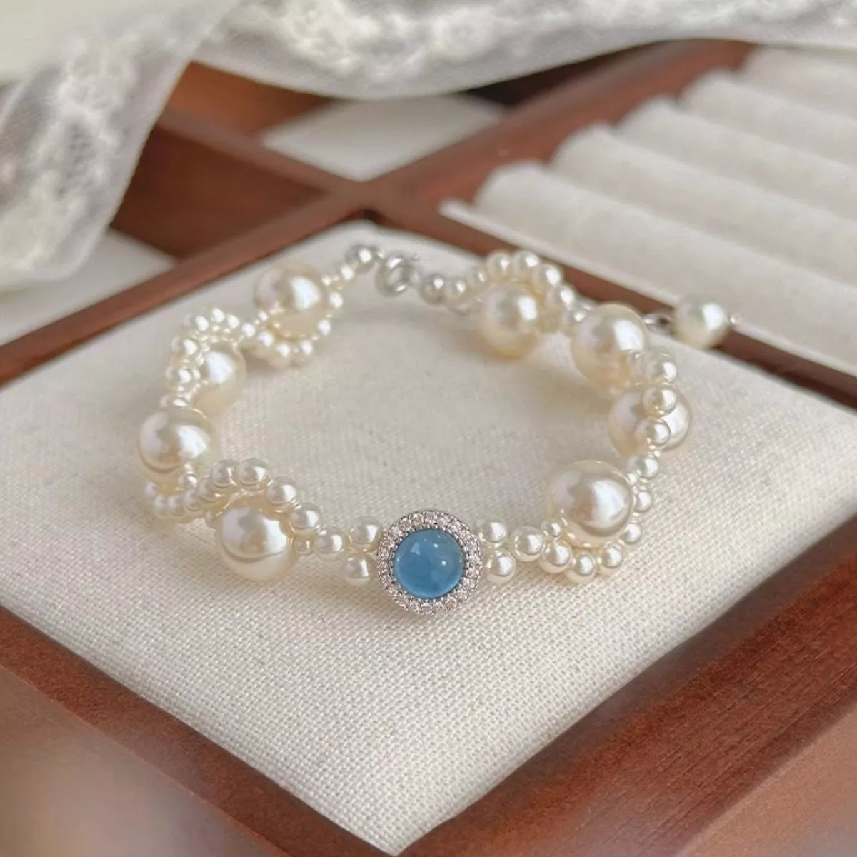 Pearl Sterling Silver Zircon Bracelet - alternate jewelry view