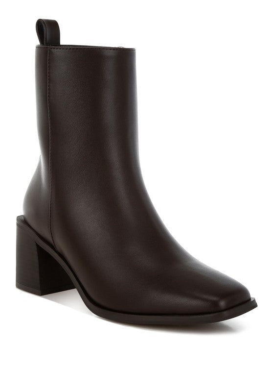 Square Toe Faux Leather Boots