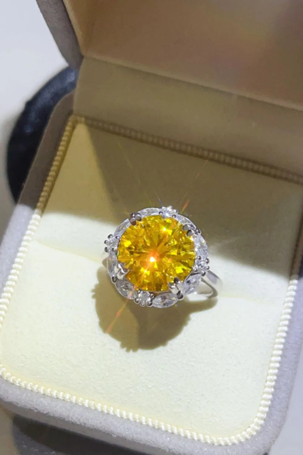 5 Carat Moissanite Sterling Silver Ring in Yellow - women's ring